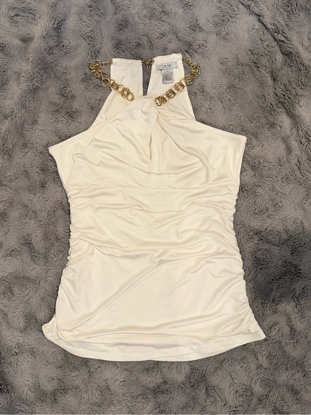 Cache Ivory Halter Camisole with Gold Chain Straps